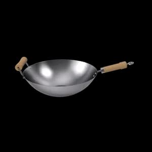 The Carbon Steel Wok is a versatile cooking pan suitable for stir-frying, sautéing, and deep frying. Its sturdy construction ensures even heat distribution for delicious meals.